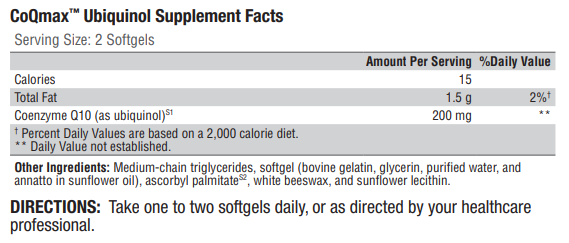 CoQmax™ Ubiquinol 60 Softgels - myvibrantstore