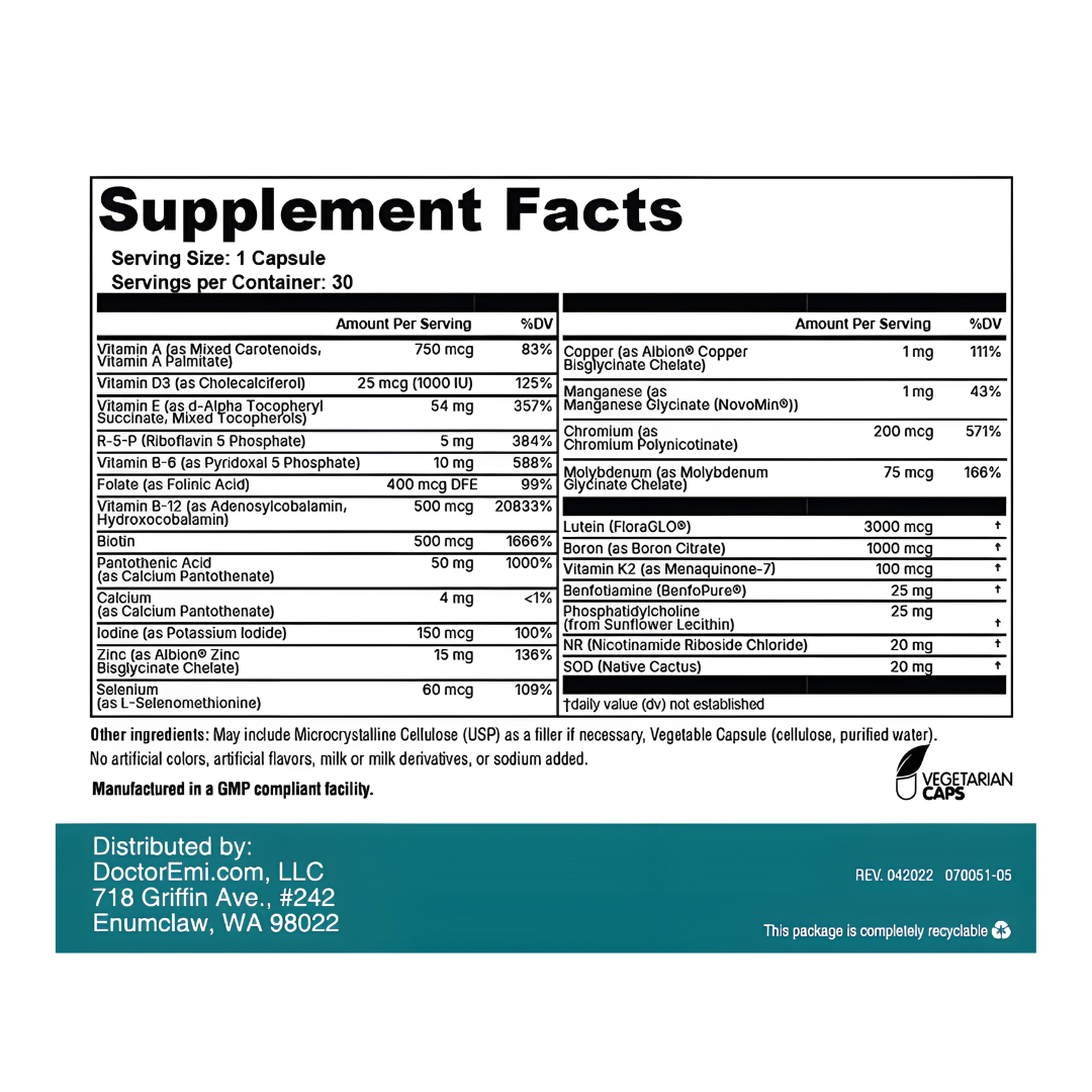 Daily Foundations Multivitamin With Activated Methyl-Free B Complex With Lutein for Eye Health
