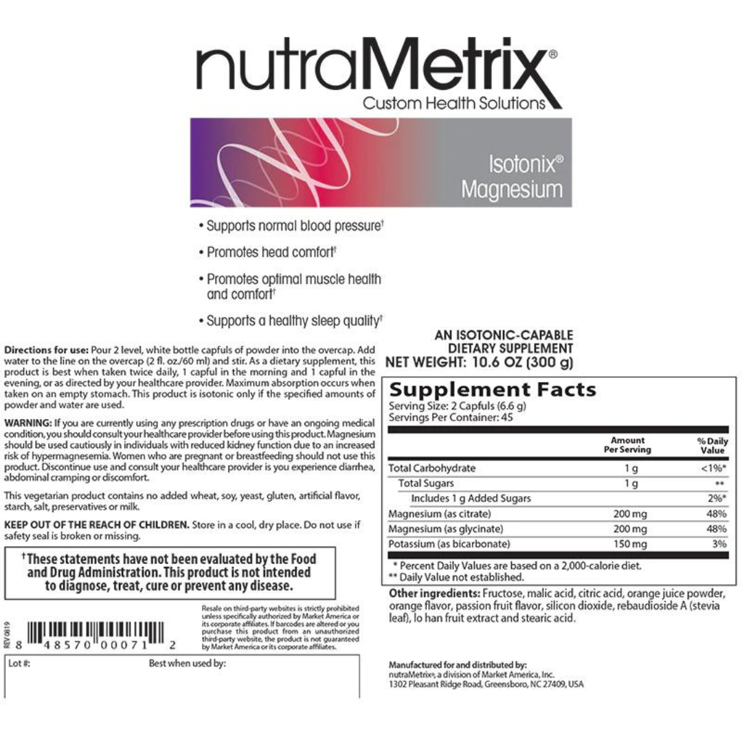 nutraMetrix Isotonix® Magnesium - Single Bottle (45 servings) - myvibrantstore