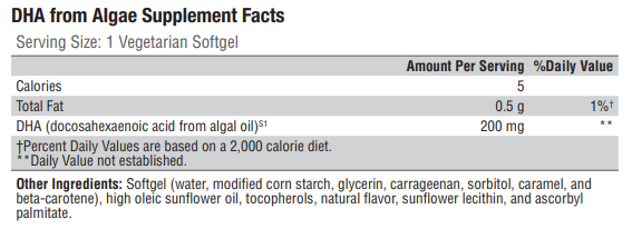 DHA from Algae 60 Softgels - myvibrantstore