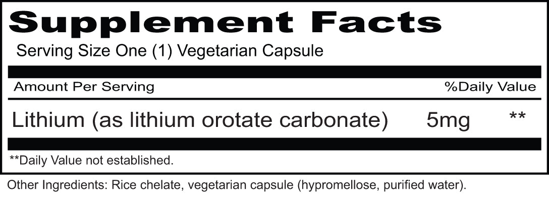 Lithium Organic 30mg 100 vegcaps - myvibrantstore