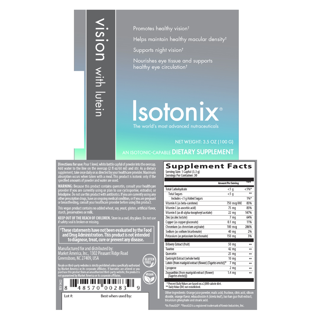 nutraMetrix Isotonix® Vision Formula with Lutein - Single Bottle (30 Servings) - myvibrantstore