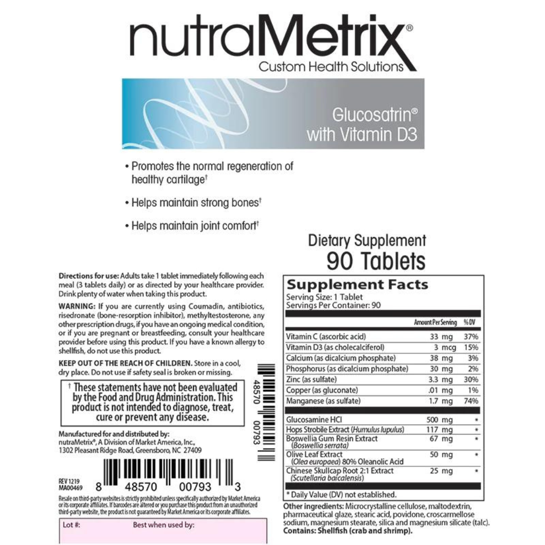 nutraMetrix Glucosatrin® Bone & Joint Formula - Single Bottle (90 Servings) - myvibrantstore