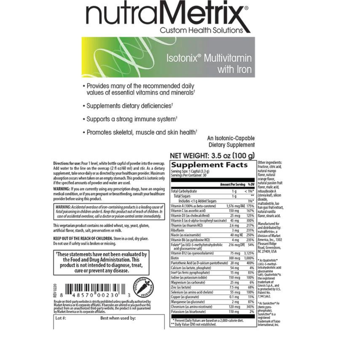 nutraMetrix Isotonix® Multivitamin with Iron - myvibrantstore